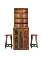 TPFLiving Cordowa Klapptisch mit 2 Hockern Altholz mit starken Gebrauchsspuren, lackiert bunt